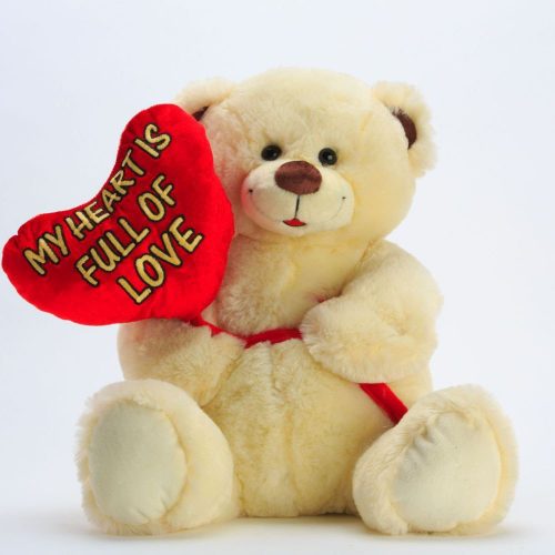 דובי אהבה 50 ס"מ פרוותי עם לב פועם מחזיק בלון באנגלית K100012