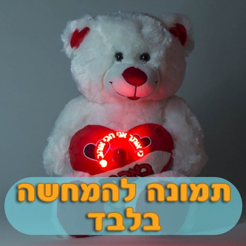 דובי אהבה 40 ס"מ פרוותי עם ברכת לדים מנגנת בעברית K100013-2
