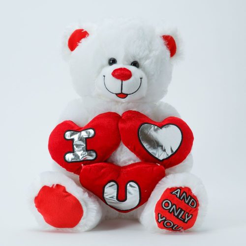 דובי אהבה 60 ס"מ פרוותי מחזיק 3 לבבות באנגלית