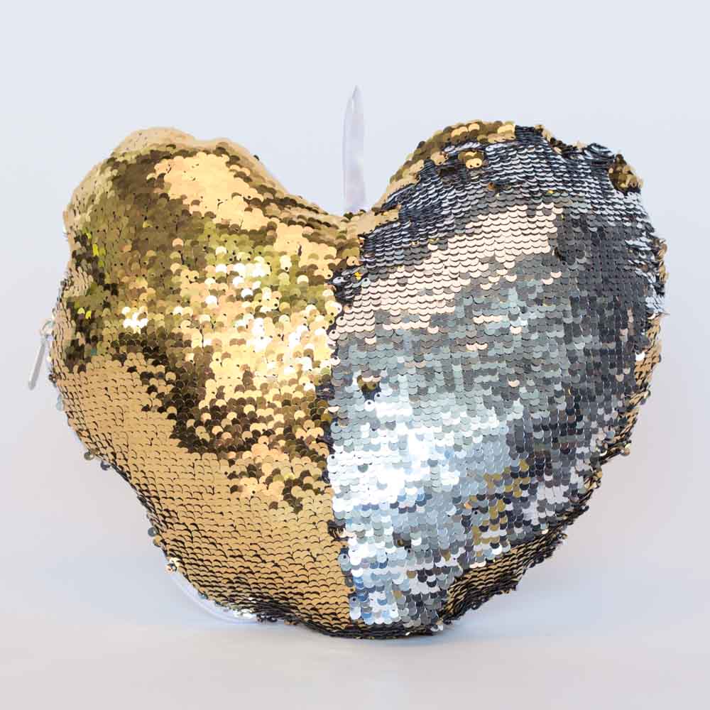 כרית הקסם 28X30 ס"מ לב בצבע זהב עם פייטים מתהפכים K100148-1
