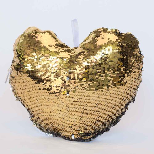 כרית הקסם 28X30 ס"מ לב בצבע זהב עם פייטים מתהפכים K100148