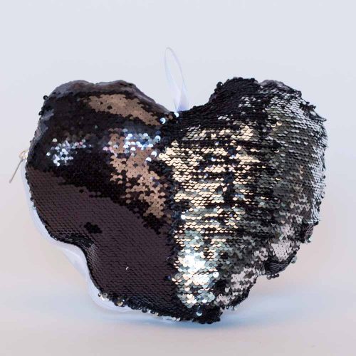 כרית הקסם 28X30 ס"מ לב בצבע שחור עם פייטים מתהפכים K100149-1