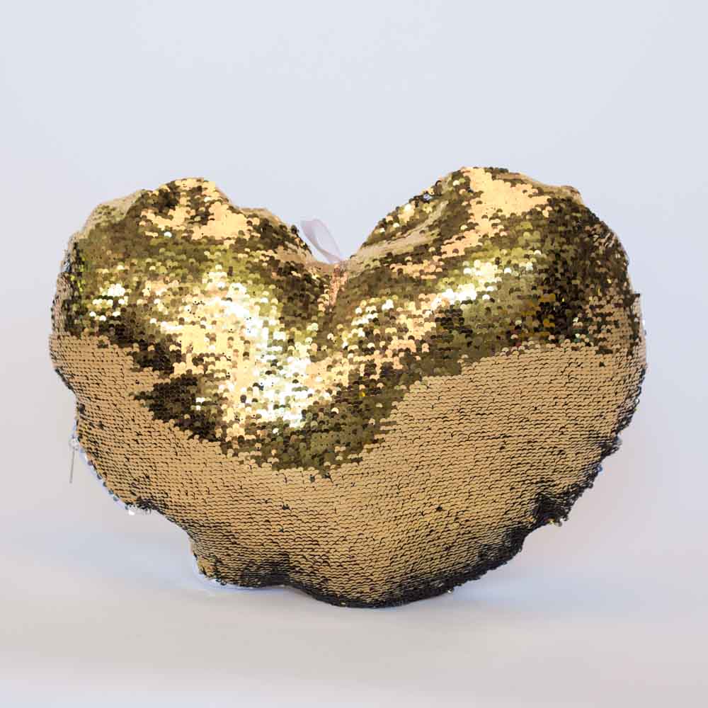 כרית הקסם 48X40 ס"מ לב בצבע זהב עם פייטים מתהפכים K100154