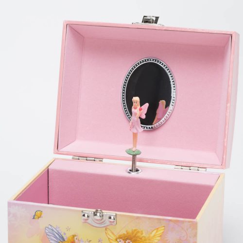 קופסת תכשיטים תיבה מלבנית גדולה צבעונית פיה מנגנת עם פיה מסתובבת ומראה K400285-2