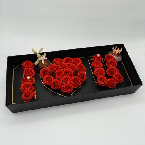 סידור פרחי סבון ורדים אדומים בקופסת מתנה ענקית K400390-1