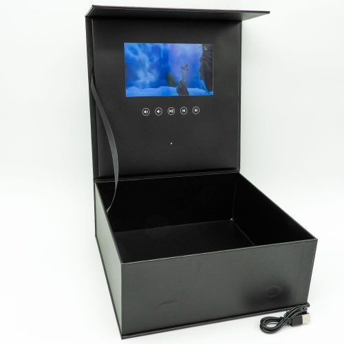 קופסת מתנה נפתחת שחורה עם מסך ונגן וידאו K400391