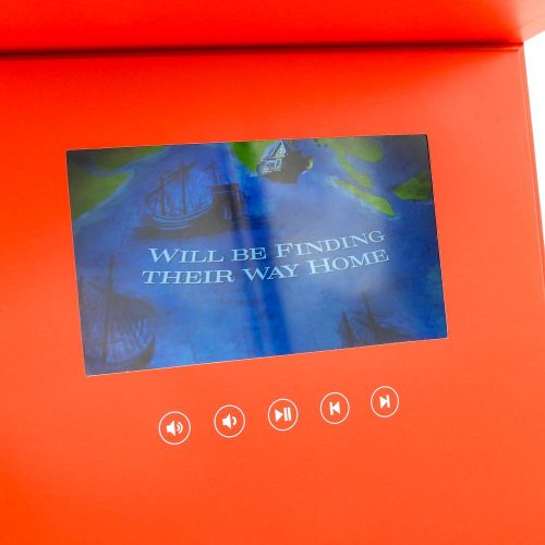 קופסת מתנה נפתחת אדומה עם מסך ונגן וידאו K400393-1