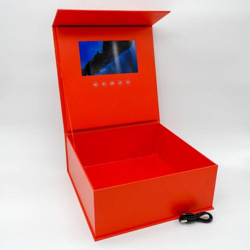 קופסת מתנה נפתחת אדומה עם מסך ונגן וידאו K400393