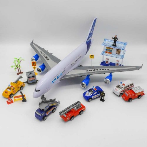 מטוס צעצוע ענק וסט נמל תעופה עם מכוניות ואביזרים K200337