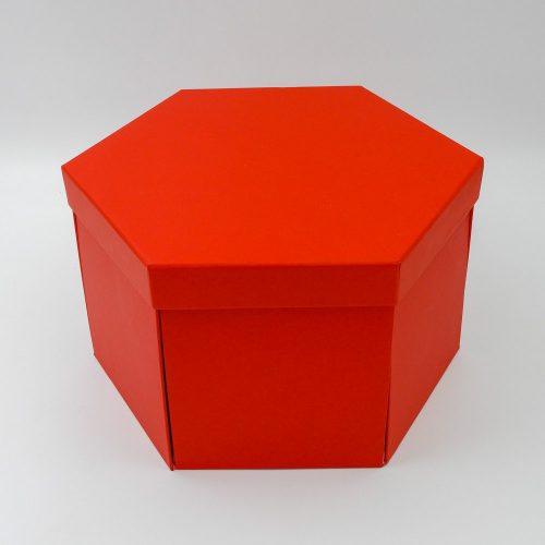 קופסת תמונות נפתחת אדומה משושה - 4 קופסאות עם תמונות K400434-1