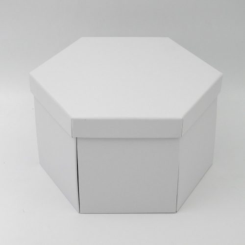 קופסת תמונות נפתחת לבנה משושה - 4 קופסאות עם תמונות K400435-2