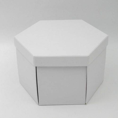 קופסת תמונות נפתחת לבנה משושה - קופסא עם תמונות ומגירה K400437-1