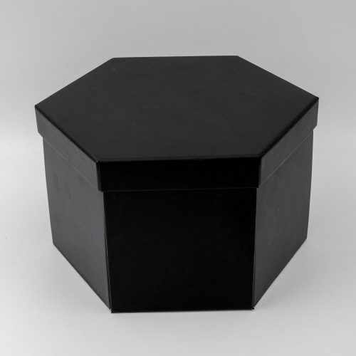 קופסת תמונות נפתחת שחורה משושה - 4 קופסאות עם תמונות K400442-1