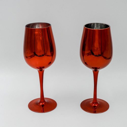 זוג כוסות יין בצבע אדום מזכוכית K600163-1