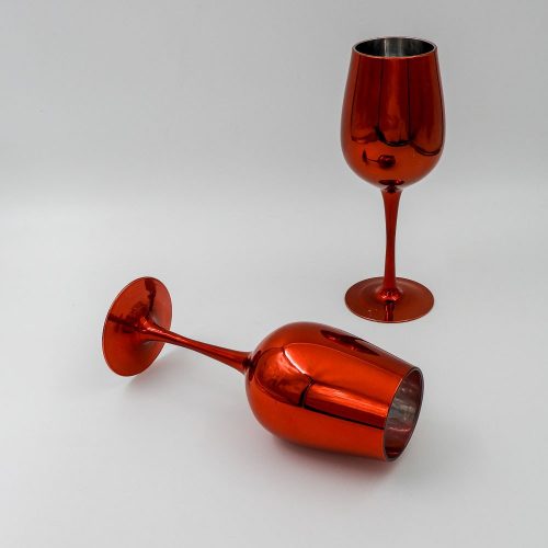 זוג כוסות יין בצבע אדום מזכוכית K600163