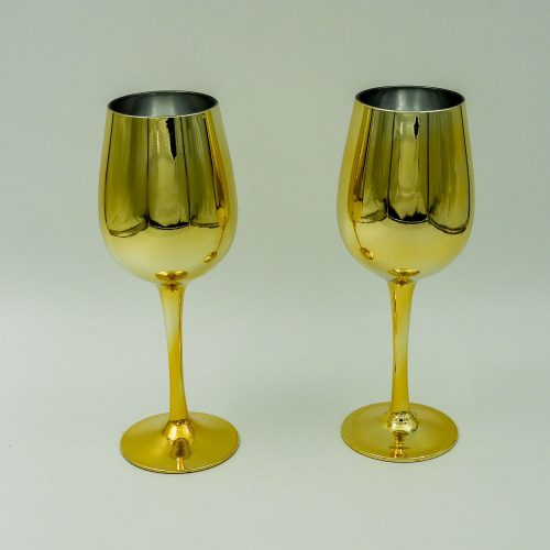 זוג כוסות יין בצבע זהב מזכוכית K600165-1