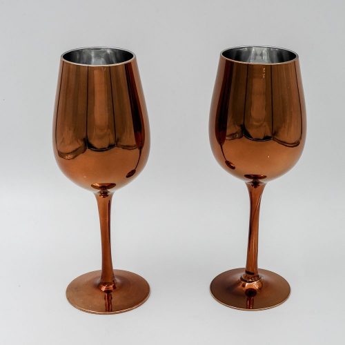 זוג כוסות יין בצבע ברונזה מזכוכית K600166-1