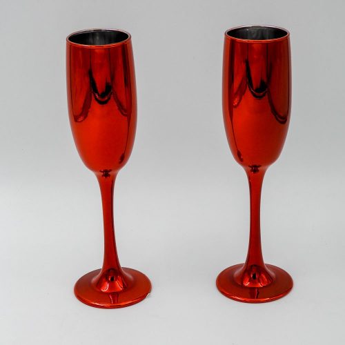 6 כוסות שמפניה בצבע אדום מזכוכית K600173-1