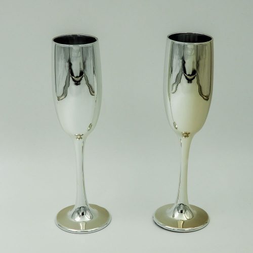 6 כוסות שמפניה בצבע כסף מזכוכית K600174-1