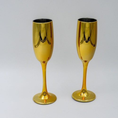 6 כוסות שמפניה בצבע זהב מזכוכית K600175-1