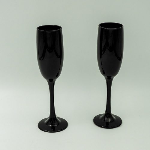6 כוסות שמפניה שחורות מזכוכית K600177-1