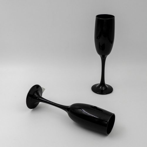 6 כוסות שמפניה שחורות מזכוכית K600177