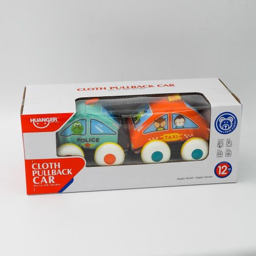 זוג מכוניות בד צעצוע לתינוקות בקופסא K200493-1