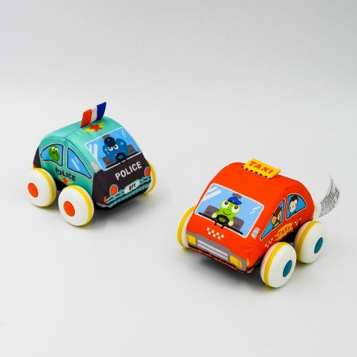 זוג מכוניות בד צעצוע לתינוקות בקופסא K200493