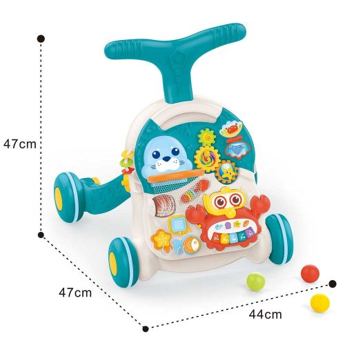 שולחן פעילות והליכון לתינוק עם גלגלי סיליקון למניעת החלקה בצבע תכלת 2 ב-1 K200619-1
