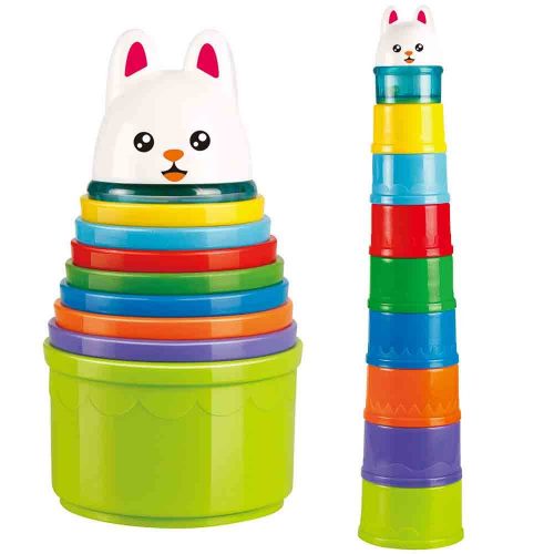 מגדל כוסות לתינוק 9 כוסות צבעוניות עם ארנב K200642-1