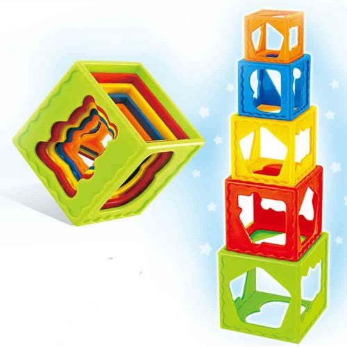 מגדל קוביות חלולות עם צורות לתינוק 5 חלקים צבעוניים K200644-1