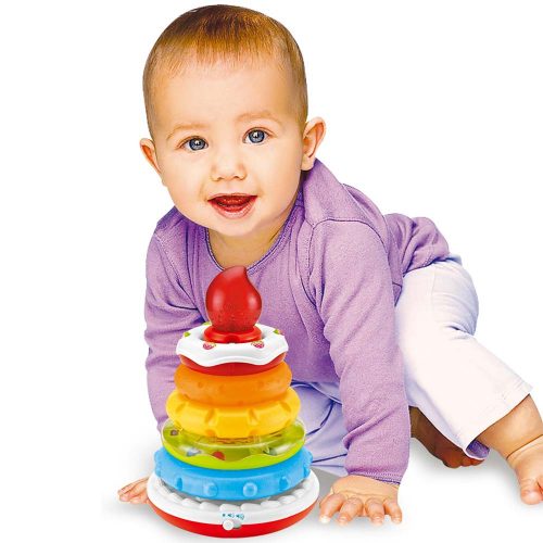מגדל טבעות עוגת יום הולדת צבעונית עם מוזיקה ואור K200652-1