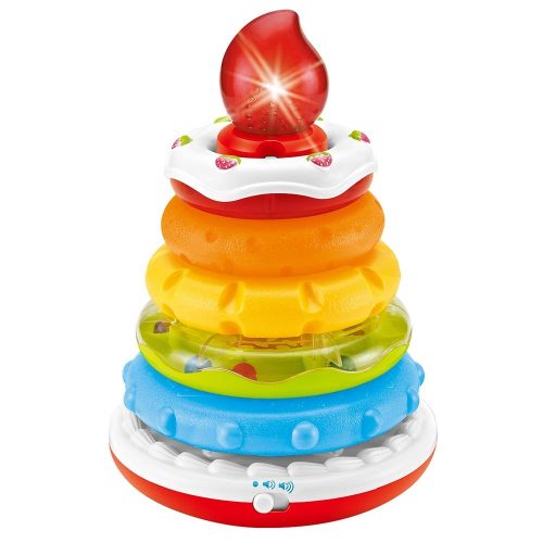 מגדל טבעות עוגת יום הולדת צבעונית עם מוזיקה ואור K200652-2