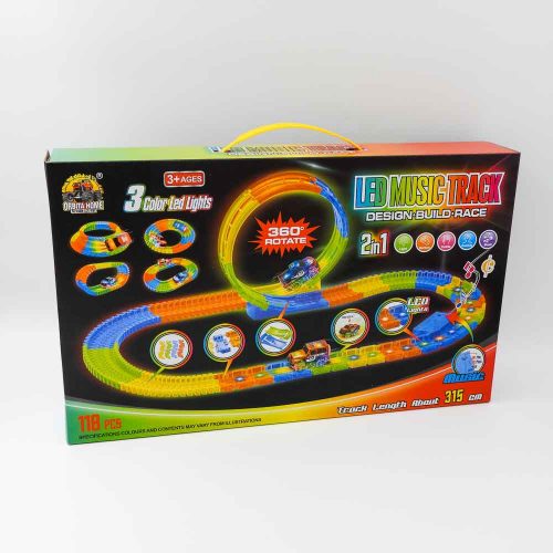מסלול מכוניות מרוץ לילדים 360 זורח וצבעוני באורך 3 מטר עם אורות ומוזיקה K200439