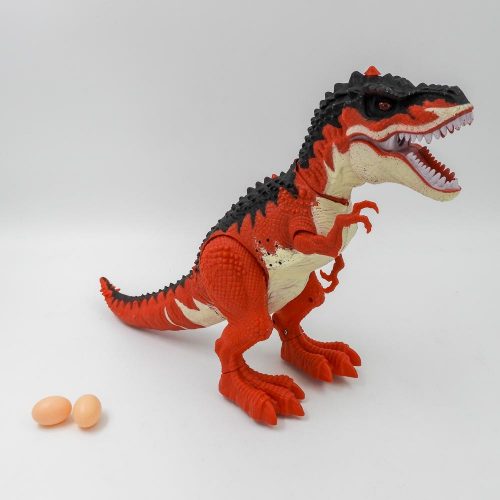 דינוזאור צעצוע לילדים חשמלי מוציא עשן ומטיל ביצים בצבע אדום או ירוק K200441-1