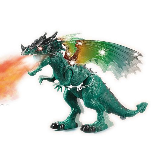 דינוזאור עם כנפיים צעצוע לילדים חשמלי מוציא עשן בצבע אדום או ירוק K200666-1