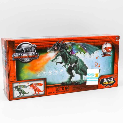 דינוזאור עם כנפיים צעצוע לילדים חשמלי מוציא עשן בצבע אדום או ירוק K200666-2