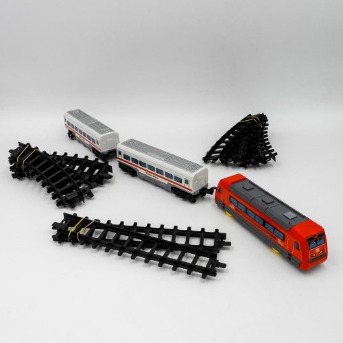 רכבת חשמלית אדומה לילדים 3 קרונות 2 מטר עם אורות וצלילים K200695-1