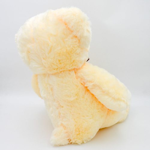 בובת דובי חום או שמנת 55 ס"מ חלק עם פפיון ורקמת דובי ברגל צד אחורי צבע קרם