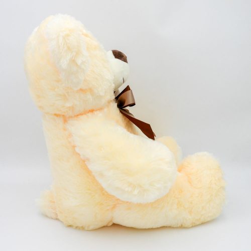 בובת דובי חום או שמנת 55 ס"מ חלק עם פפיון ורקמת דובי ברגל תמונת פרופיל צבע קרם