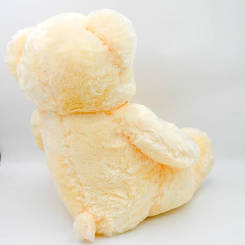 בובת דובי גדול חום או שמנת 70 ס"מ חלק עם פפיון ורקמת דובי ברגל צד אחורי צבע קרם