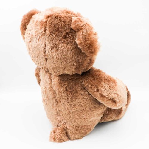 בובת דובי חום או שמנת 55 ס"מ חלק עם פפיון ורקמת לב ברגל צד אחורי צבע חום