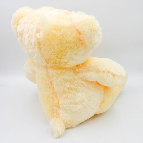 בובת דובי חום או שמנת 55 ס"מ חלק עם פפיון ורקמת לב ברגל צד אחורי צבע קרם