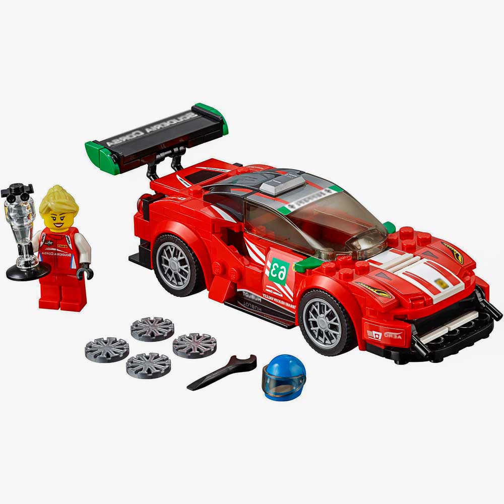 משחק הרכבה לגו 200 חלקים מכונית מירוץ אדומה עם גביע K200734-1