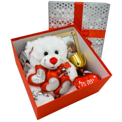 מארז שוקולד גדול ומפנק לבת זוג עם דובי אהבה ובלוק עם תמונה K000055-1