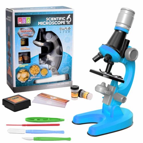 מיקרוסקופ לילדים מקצועי בצבע כחול 100X-1200X K200784B