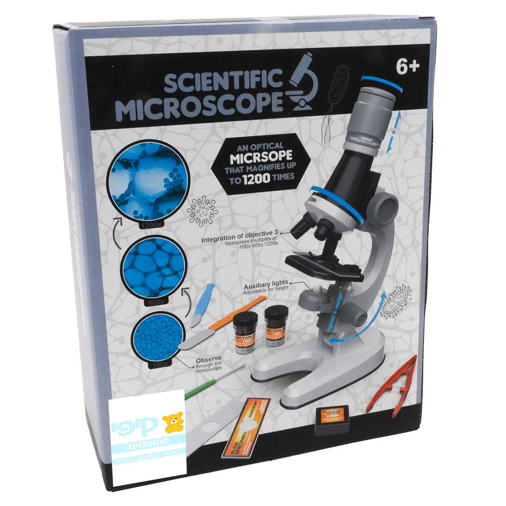 מיקרוסקופ לילדים מקצועי בצבע לבן 100X-1200X K200784W-2