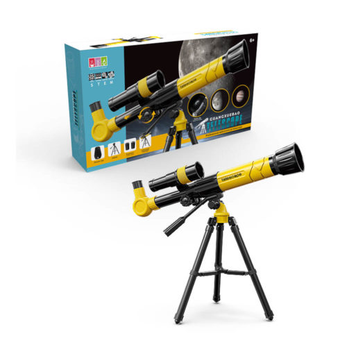 טלסקופ לילדים צהוב עם חצובה ו-3 עדשות להחלפה 20X/30X/40X K200785Y-2