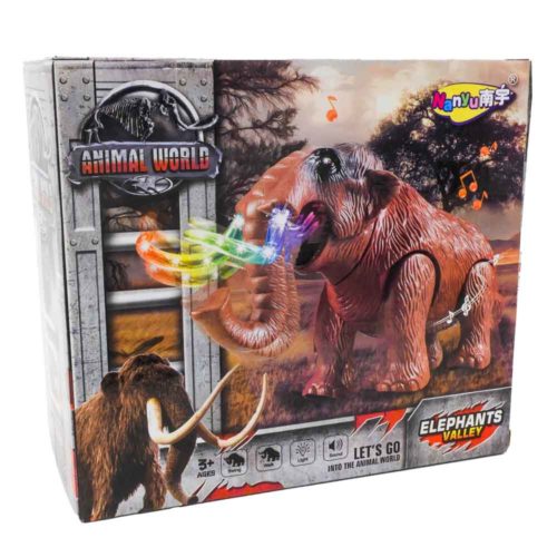 פיל צעצוע חום הולך עם קולות ואורות צבעוניים K200797