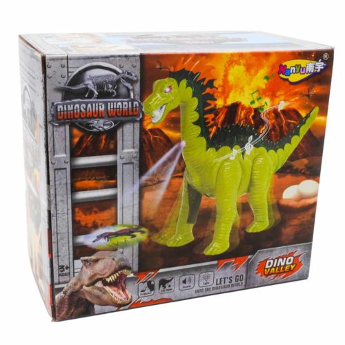 דינוזאור צעצוע ברכיוזאורוס עם מקרן אור, צלילים ואורת צבעוניים K200799